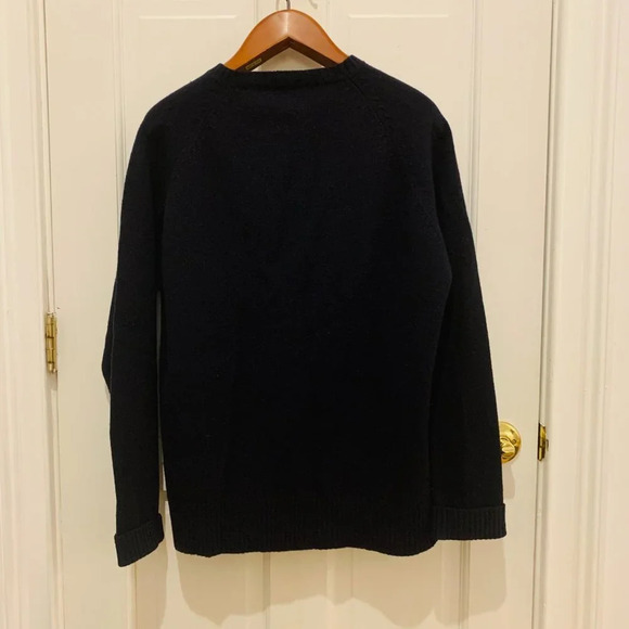 J. Crew Men's Navy Lambswool Crewneck Sweater - Picture 2 of 8